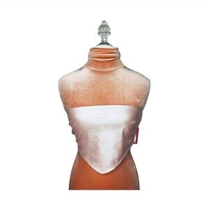 Somethingnew Vegan Leather Handkerchief Tube Top Bandeau Top Pink Size Small